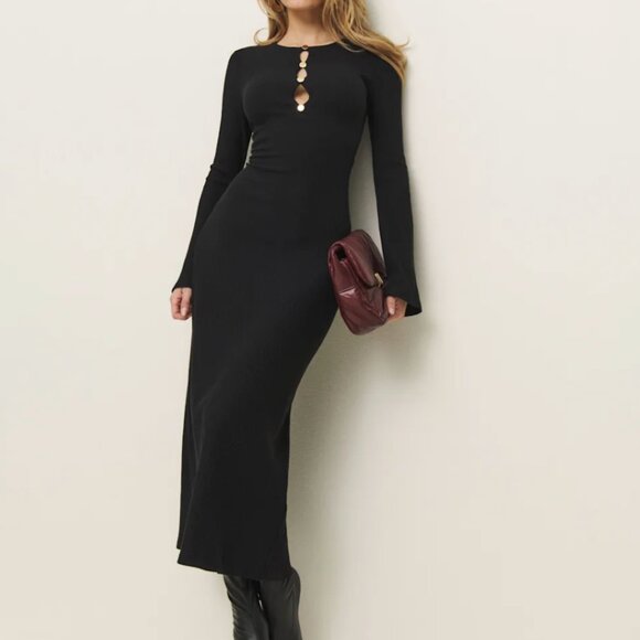 Reformation Hayden Knit Dress Black - Size XS - Picture 4 of 4